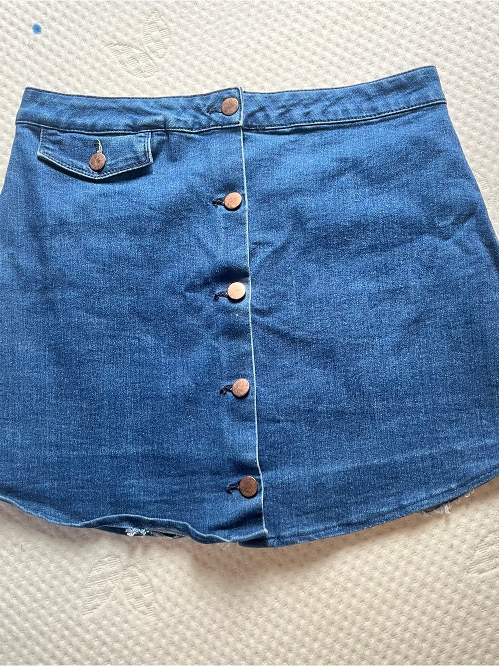 Forever 21 Dark Blue Button-Front Denim Mini Skirt